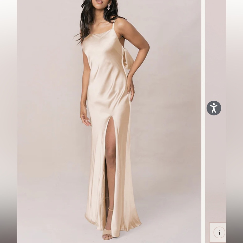 Revelry champagne gold satin dress
